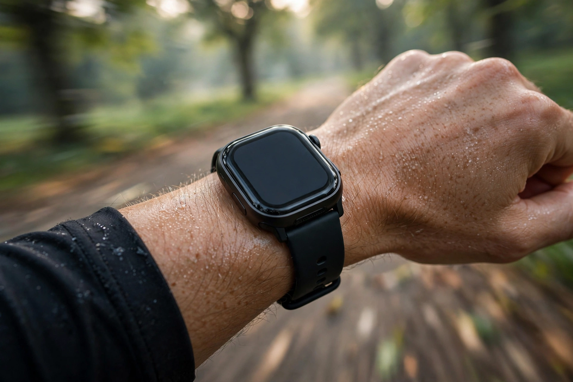 Budget smartwatch with AMOLED display on a wrist